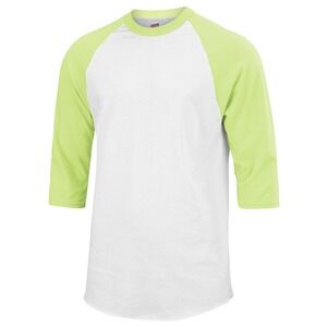 Adult Large Soffe Half Sleeve Shirt, White/Yellow - L